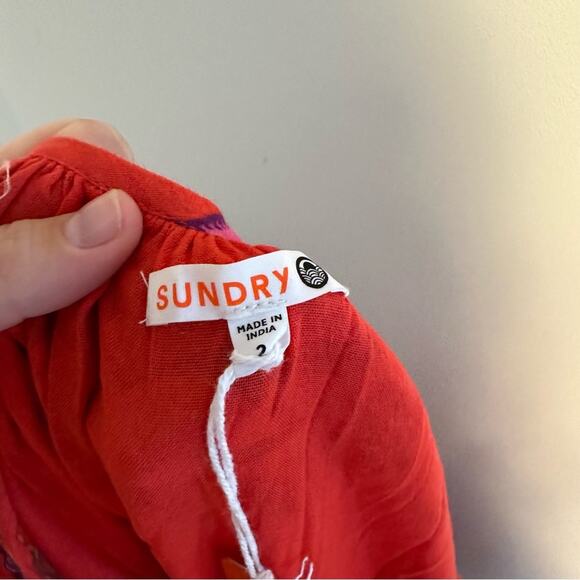 NWT Tuckernuck Sundry Red Cotton Floral Maxi Dress M/L - Picture 14 of 15